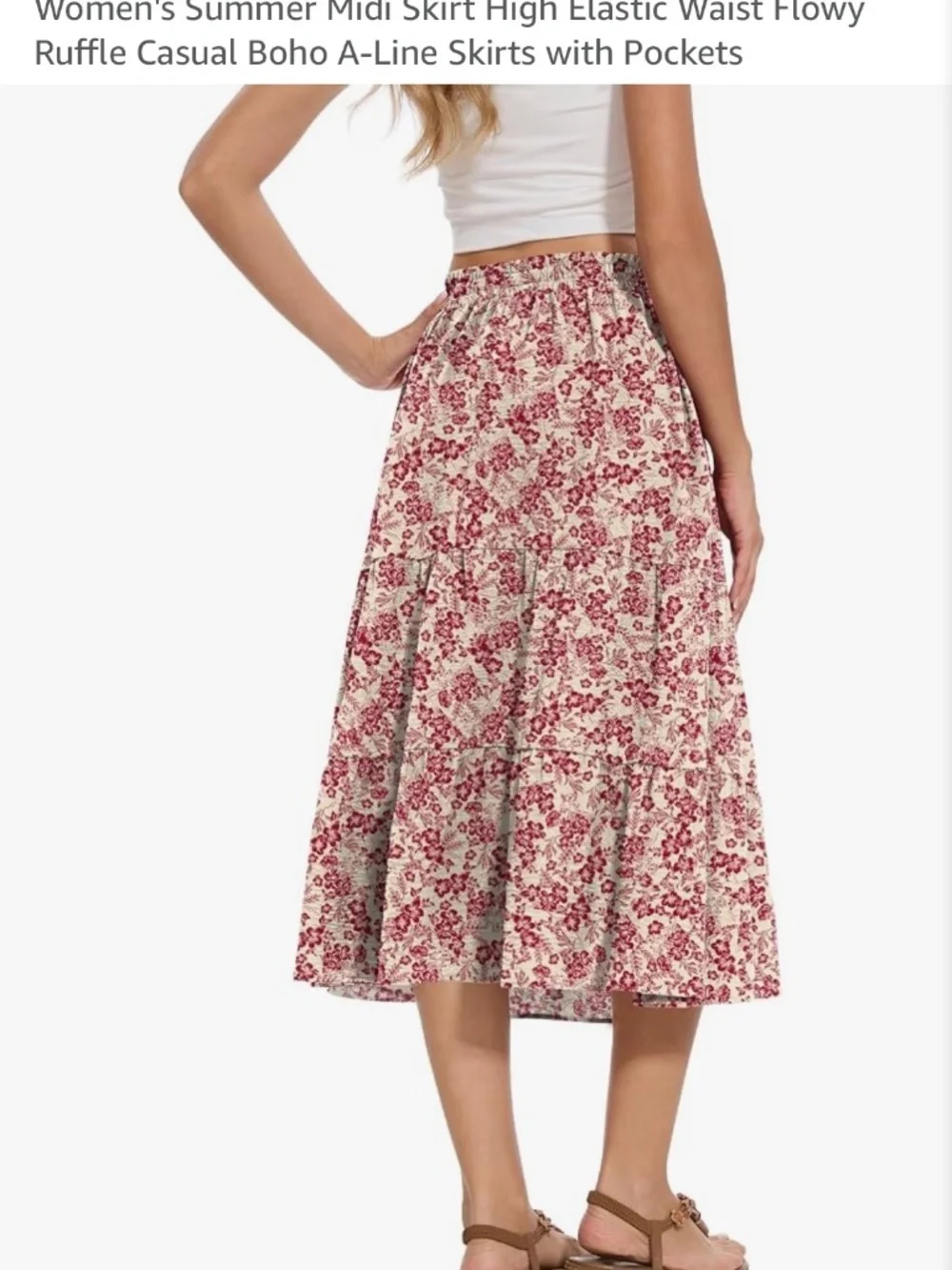 New Floral Patterned Midi Skirt Women’s Size Medium